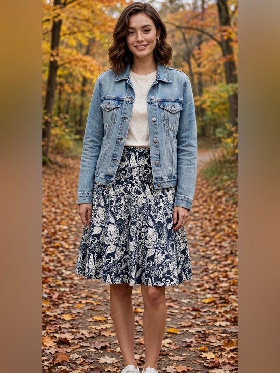 Chaps Dresses & Skirts - Chaps Women's Navy and White Floral A-Line Skirt